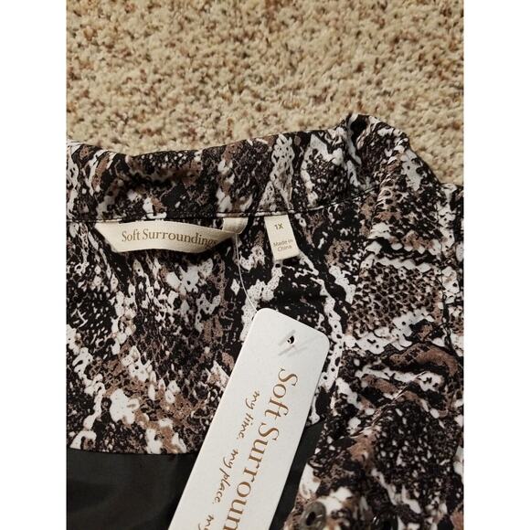 Soft Surroundings Women's 1X Black Brwn White Python Viper Jacket Raincoat NWT - Picture 7 of 13